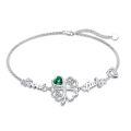 wholesale 925 Sterling Silver Clover Heart Good Lucky Charm Bracelet-0-0