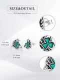 wholesale 925 Sterling Silver Green Enamel Shamrock Trinity Knot Stud Earrings for Women-0-1