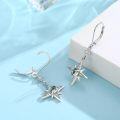 wholesale 925 Sterling Silver Green Starburst Moonstone Leverback Earrings-0-1