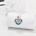 TOUPOP Sterling Silver Crystal Rose Flower Love Heart Necklaces Jewelry Gifts-0-3
