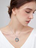 wholesale 925 Sterling Silver Blue Crystal Mother & Child Pendant with Pink Roses - Perfect Gift for Mom-0-11
