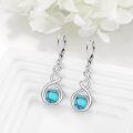 wholesale 925 Sterling Silver Green Turquoise Drop Earrings Platinum Plated Twisted Swirl Jewelry For Women-0-13