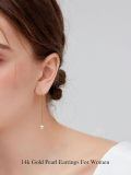 TOUPOP 14K Gold Freshwater Pearl Threading Tassel Dangle Earrings-0-2