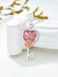 TOUPOP Sterling Silver Rose Heart Key Pendant Necklace Gift for Women-0-4