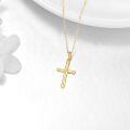 wholesale 14K Yellow Gold Simple Cross Pendant Necklace for Women Girls Mother Wife-0-2