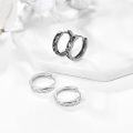 wholesale 925 Sterling Silver Black CZ Wave Huggies Ear Cuffs for Women & Men-0-2