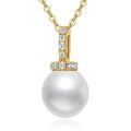 TOUPOP 14K Gold Freshwater Pearl Bow Heart Dolphin Pendant Necklace-0-0