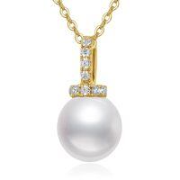 TOUPOP 14K Gold Freshwater Pearl Bow Heart Dolphin Pendant Necklace-undefined