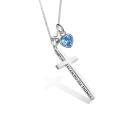 wholesale 925 Sterling Silver Cross Pendant With Blue Opal And Philippians Inscription-0-72