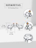 wholesale 925 Sterling Silver Hippo Stud Earrings with Orange Stone - Cute Animal  for Women Girls-0-1