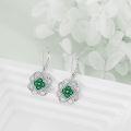 wholesale 925 Sterling Silver Celtic Knot Green Crystal Four-Leaf Clover Leverback Drop Earrings-0-2