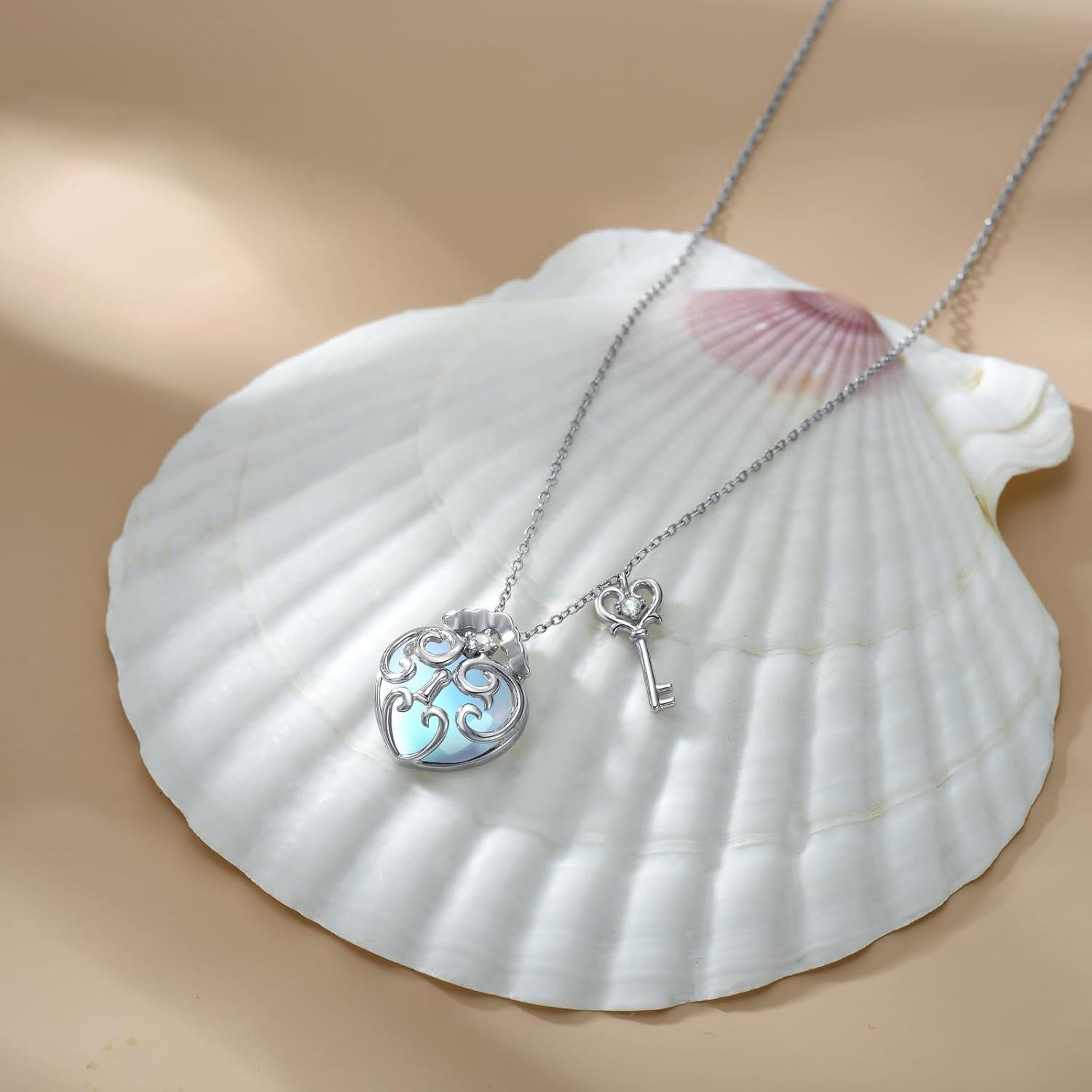  Metal Sterling Silver Stone Key Necklace 10th 18th 21st Birthday Pendant Jewelry Women Gift -0-5