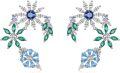 wholesale 925 Sterling Silver Snowflake Stud Earrings with Blue and Green Gems for Women-0-0