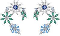 wholesale 925 Sterling Silver Snowflake Stud Earrings with Blue and Green Gems for Women-Style3