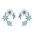 wholesale 925 Sterling Silver Snowflake Stud Earrings with Blue and Green Gems for Women-0-0