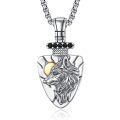 wholesale 925 Sterling Silver Plated  Nordic Fenrir Wolf Head Necklace with Black CZ Stones and Gold Accent - Viking Style Jewelry for Men Women Gifts -0-0