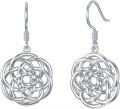 wholesale 925 Sterling Silver Celtic Knot Tree of Life Lotus Drop Earrings-0-0