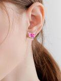 wholesale 925 Sterling Silver Pink Butterfly Heart Stud Earrings for Women Hypoallergenic -0-4