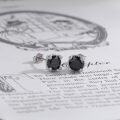wholesale 925 Sterling Silver Black CZ Rope Design Stud Earrings for Men & Women-0-1
