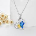 wholesale 925 Sterling Silver 925 Blue and Yellow Enamel Butterfly Heart Necklace Gift for Mom Wife Girlfriend Daughter Sister Friend-0-1