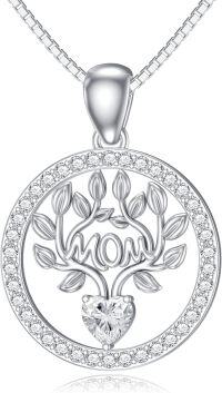 wholesale 925 Sterling Silver 12 Birthstones Tree of Life Necklace for Mom-Simulated April