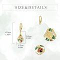 wholesale 925 Sterling Silver Plated Gold  Ladybug Flower Drop Earrings for Women Girls Gifts Lever Back Jewelry 23x48mm-0-2