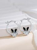 wholesale 925 Sterling Silver French Bulldog Huggie Hoop Earrings with Crystal Accents for Women Dog Lover Gift Ideas-0-4
