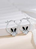wholesale 925 Sterling Silver French Bulldog Hoop Earrings With Heart Charm-0-4