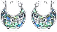 wholesale 925 Sterling Silver Abalone Shell Butterfly Floral Hoop Earrings for Women - Trendy Birthday Gifts-Butterfly flower earrings