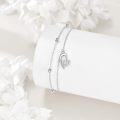 wholesale 925 Sterling Silver Double Layered Heart Charm Ankle Anklet for Women-0-2