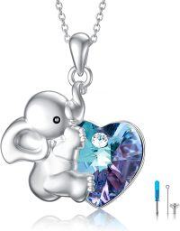 wholesale Sterling Silver Stone Urn Necklace for Ashes Cremation Jewelry with Filler Kit-Elephant-Amethyst