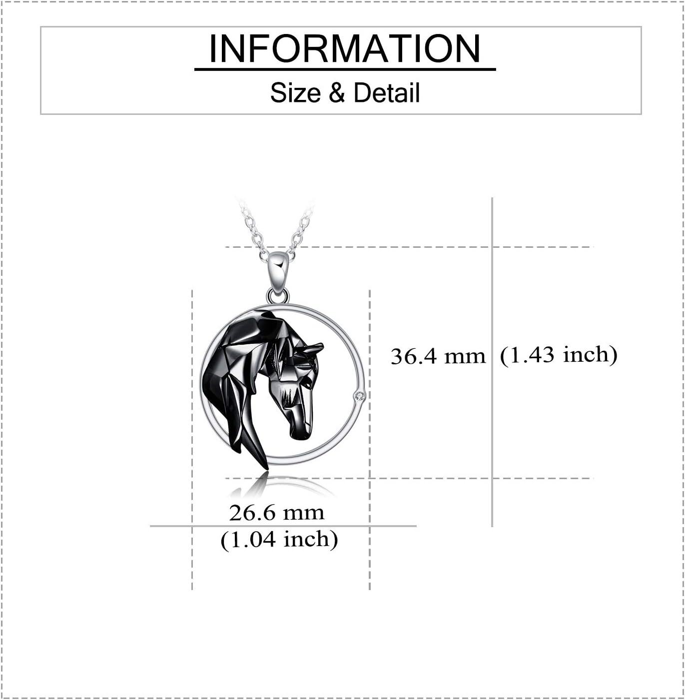  Sterling Silver Origami Horse Pendant Necklace Mother s Day Gifts for Women Wife Girlfriend ( ) -0-4