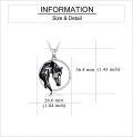 wholesale 925 Sterling Silver Black Crystal Geometric Horse Head Circle Pendant Necklaces - Mothers Day Gift for Her-0-3