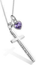 wholesale Sterling Silver Cross Necklace Philippians 4 13 I Can Do All Things Inspirational Gift-0-62