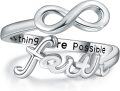 wholesale 925 Sterling Silver Infinity Cross Faith Adjustable Open Religious Ring for Women-0-0