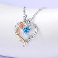 wholesale TOUPOP March Birthstone Necklace 925 Sterling Silver Rose Heart Aquamarine Necklace Heart Butterfly Pendant Necklace Jewelry Anniversary Birthday Christmas Gifts For Women Her Wife Girlfriend Mom -0-3