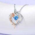 TOUPOP Sterling Silver Aquamarine Heart Butterfly Pendant Necklace-0-3