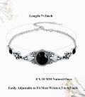 wholesale 925 Sterling Silver Black Onyx Flower Design Adjustable Bohemian Bracelet for Women (S M L)-0-4