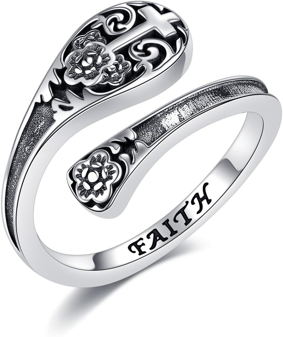  Sterling Silver Spoon Rings for Women Vintage Thumb Rings Jewelry -0-1