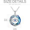 wholesale TOUPOP Tree Of Life Necklace Luck Blue Evil Eye Protection Pendant With Circle Crystal S925 Sterling Silver Jewelry For Her Women Teens Girls Valentine's Day Mother's Day Gift (moon-evil Eye) -0-2