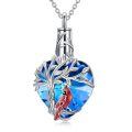 TOUPOP Sterling Silver Blue Crystal Cardinal Urn Necklace For Ashes Memorial Pendant-0-0