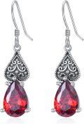 wholesale Sterling Silver 12 Months Birthstone Vintage Teardrop Dangle Earrings-0-0