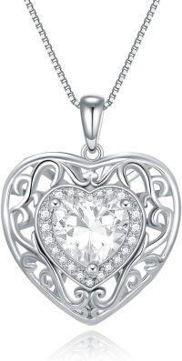 wholesale 925 Sterling Silver with 12 Birthstones Heart Celtic Necklace for Her-4-Apr-Diamond