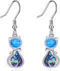 wholesale Sterling Silver Abalone Moonstone Opal Cat Earrings for Women-0-5