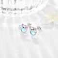 wholesale 925 Sterling Silver Koala Bear Stud Hoop Earrings with Blue Opal Stone for Girls and Women-0-1
