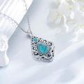 wholesale 925 Sterling Silver Teardrop Natural Turquoise Filigree Pendant Necklace 24 Chain-0-3