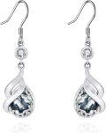wholesale 925 Sterling Silver Teardrop Dangle Earrings with Natural Shell and Gemstones-0-0