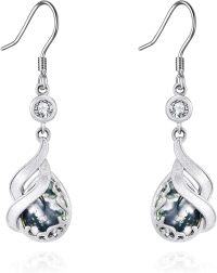 wholesale 925 Sterling Silver Teardrop Dangle Earrings with Natural Shell and Gemstones-18-Agate Earrings