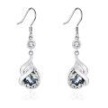 wholesale 925 Sterling Silver Drop Earrings Platinum Plated Teardrop Black Pearl Crystal For Women-0-0