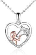 wholesale 925 Sterling Silver Heart-Shaped Unicorn and Girl Pendant Necklace for Women's s-0-0